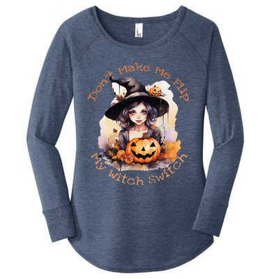 DonT Make Me Flip My Witch Switch Halloween Couples 2024 Women's Perfect Tri Tunic Long Sleeve Shirt