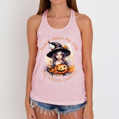 DonT Make Me Flip My Witch Switch Halloween Couples 2024 Women's Knotted Racerback Tank