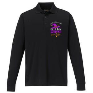 DonT Make Me Flip My Witch Switch Halloween Witch Performance Long Sleeve Polo