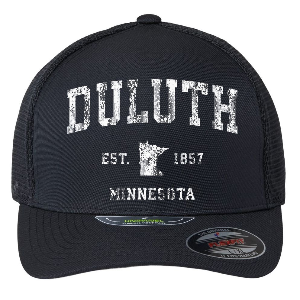 Duluth Minnesota Mn Vintage Athletic Sports Design Flexfit Unipanel Trucker Cap