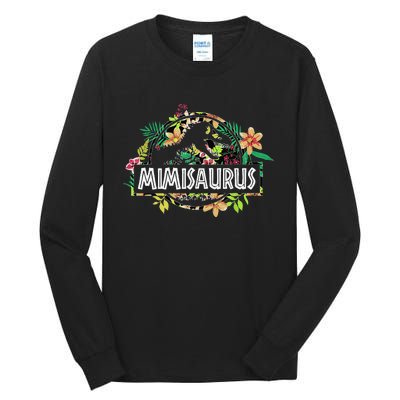 Dinosaur Mom Mothers Day Mimisaurus T Rex Flower Gift Tall Long Sleeve T-Shirt