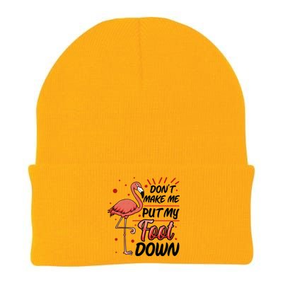 Don't Make Me Put My Foot Down Funny Flamingo Gift Knit Cap Winter Beanie