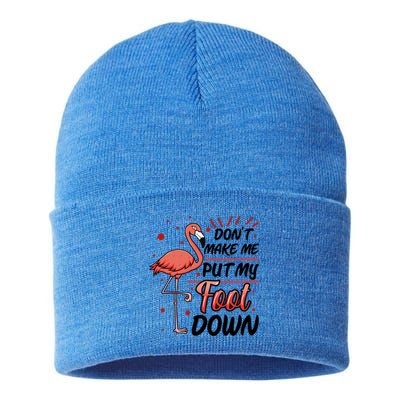 Don't Make Me Put My Foot Down Funny Flamingo Gift Sustainable Knit Beanie