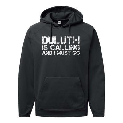 Duluth Mn Minnesota Funny City Trip Home Roots Usa Gift Performance Fleece Hoodie