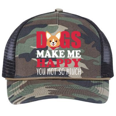 Dogs Make Me Happy You Not So Much Retro Rope Trucker Hat Cap