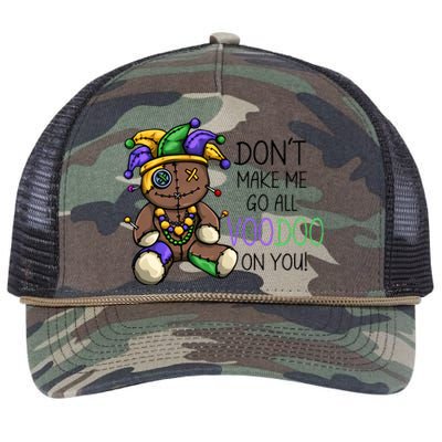 Don't Make Me Go All Voodoo On You Mardi Gras Voodoo Doll Retro Rope Trucker Hat Cap