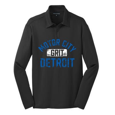 Detroit Michigan Motor City Grit Detroit Motor City Grit Silk Touch Performance Long Sleeve Polo