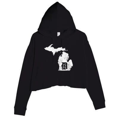 Detroit Michigan Motor City Midwest D Crop Fleece Hoodie