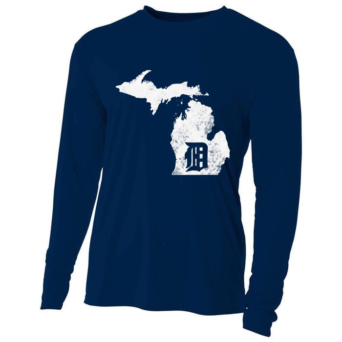 Detroit Michigan Motor City Midwest D Cooling Performance Long Sleeve Crew