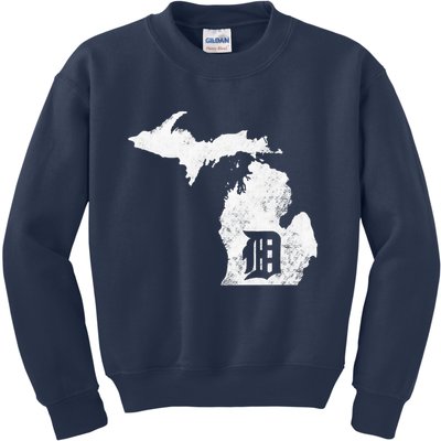 Detroit Michigan Motor City Midwest D Kids Sweatshirt