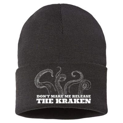 Dont Make Me Release The Kraken Sea Monster Octopus Sustainable Knit Beanie