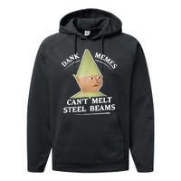 Dank Memes Melt Steel Beams Performance Fleece Hoodie