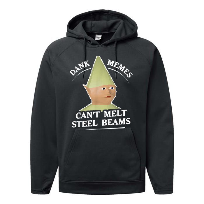 Dank Memes Melt Steel Beams Performance Fleece Hoodie