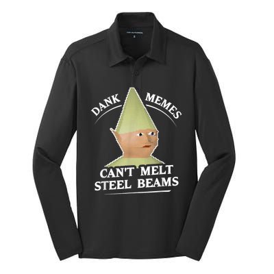 Dank Memes Melt Steel Beams Silk Touch Performance Long Sleeve Polo