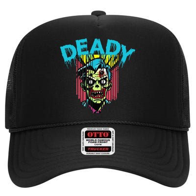 Deady Mummy Matching Dad Mom Halloween Pop Art High Crown Mesh Back Trucker Hat