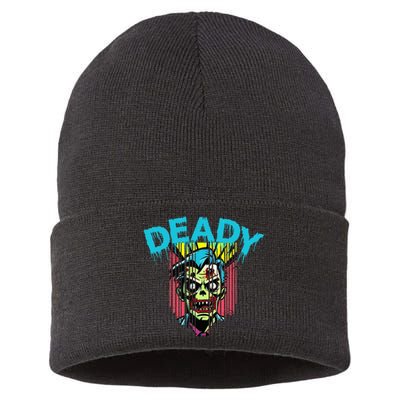 Deady Mummy Matching Dad Mom Halloween Pop Art Sustainable Knit Beanie