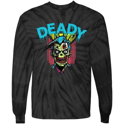 Deady Mummy Matching Dad Mom Halloween Pop Art Tie-Dye Long Sleeve Shirt