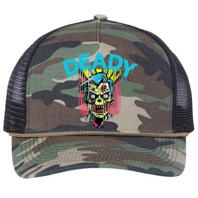 Deady Mummy Matching Dad Mom Halloween Pop Art Retro Rope Trucker Hat Cap