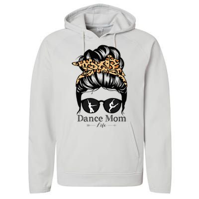 Dance Mom Messy Bun Hair Funny Leopard Dancer Performance Fleece Hoodie