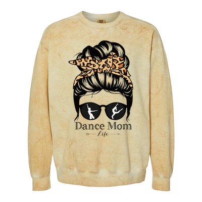 Dance Mom Messy Bun Hair Funny Leopard Dancer Colorblast Crewneck Sweatshirt