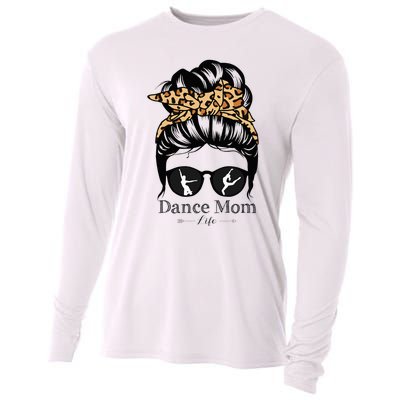 Dance Mom Messy Bun Hair Funny Leopard Dancer Cooling Performance Long Sleeve Crew