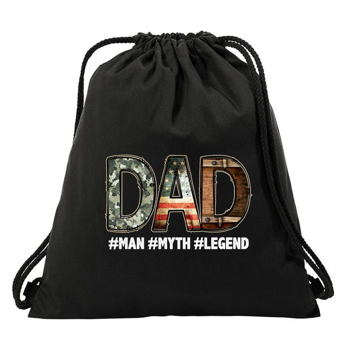 Dad Man Myth Legend Vintage Drawstring Bag
