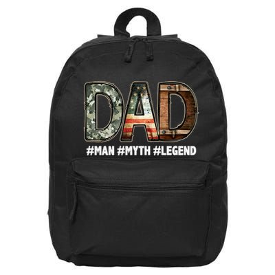 Dad Man Myth Legend Vintage 16 in Basic Backpack