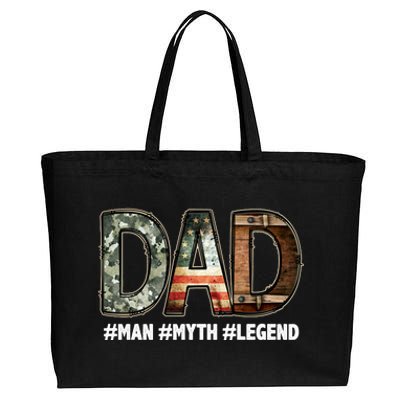 Dad Man Myth Legend Vintage Cotton Canvas Jumbo Tote