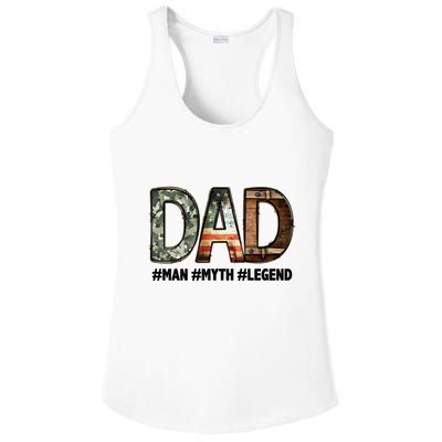 Dad Man Myth Legend Vintage Ladies PosiCharge Competitor Racerback Tank