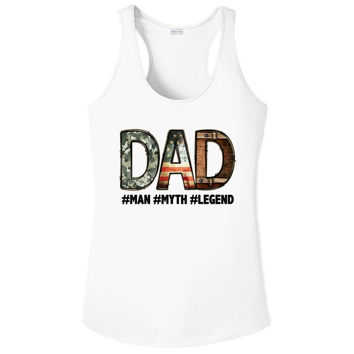 Dad Man Myth Legend Vintage Ladies PosiCharge Competitor Racerback Tank