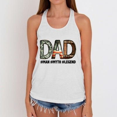 Dad Man Myth Legend Vintage Women's Knotted Racerback Tank