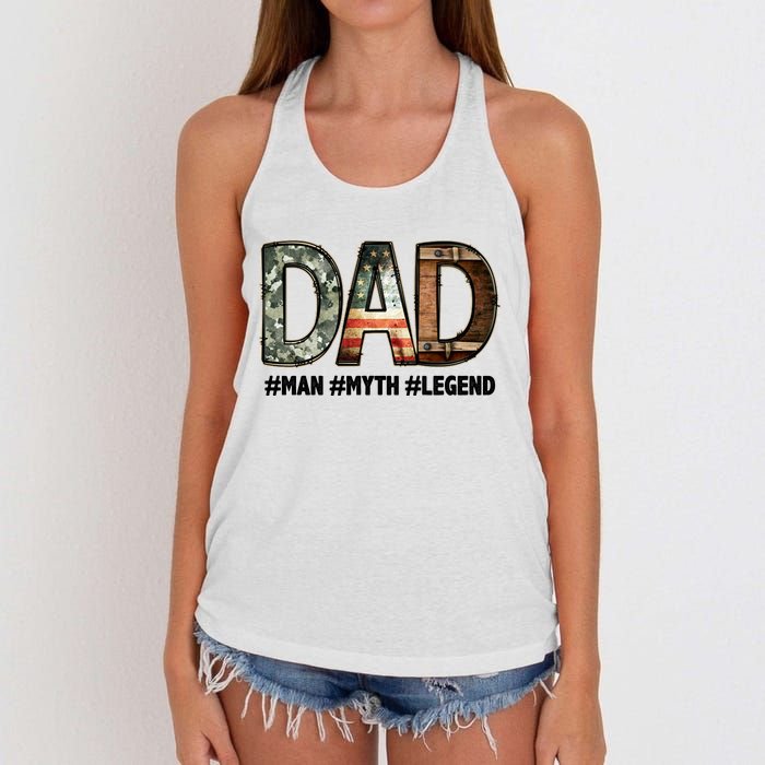 Dad Man Myth Legend Vintage Women's Knotted Racerback Tank