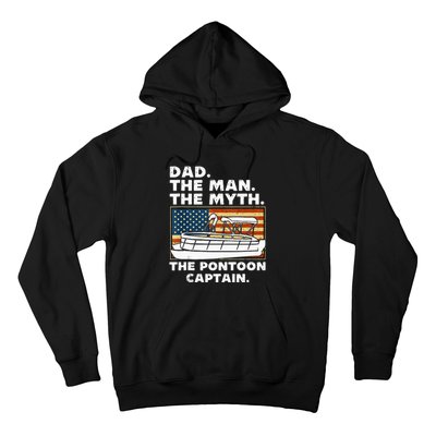 Dad Man Myth Pontoon Captain American Flag Boat Fathers Day Hoodie