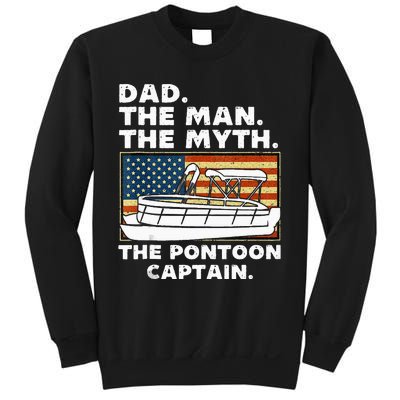 Dad Man Myth Pontoon Captain American Flag Boat Fathers Day Sweatshirt