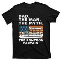 Dad Man Myth Pontoon Captain American Flag Boat Fathers Day T-Shirt