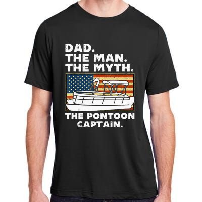 Dad Man Myth Pontoon Captain American Flag Boat Fathers Day Adult ChromaSoft Performance T-Shirt