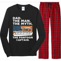 Dad Man Myth Pontoon Captain American Flag Boat Fathers Day Long Sleeve Pajama Set