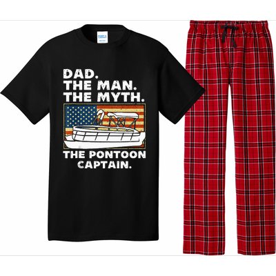 Dad Man Myth Pontoon Captain American Flag Boat Fathers Day Pajama Set