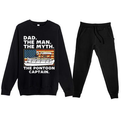 Dad Man Myth Pontoon Captain American Flag Boat Fathers Day Premium Crewneck Sweatsuit Set