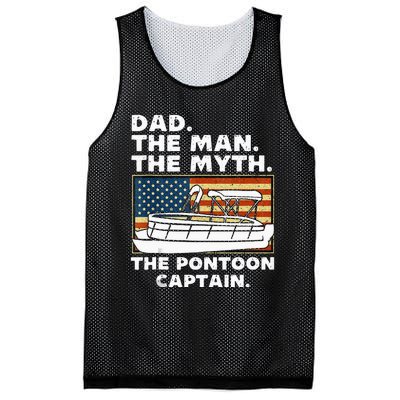 Dad Man Myth Pontoon Captain American Flag Boat Fathers Day Mesh Reversible Basketball Jersey Tank