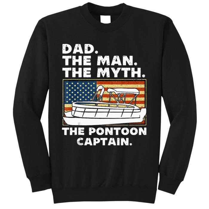 Dad Man Myth Pontoon Captain American Flag Boat Fathers Day Tall Sweatshirt