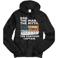 Dad Man Myth Pontoon Captain American Flag Boat Fathers Day Tie Dye Hoodie