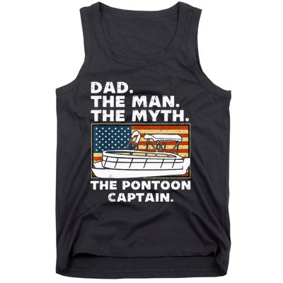 Dad Man Myth Pontoon Captain American Flag Boat Fathers Day Tank Top