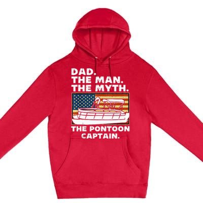 Dad Man Myth Pontoon Captain American Flag Boat Fathers Day Premium Pullover Hoodie