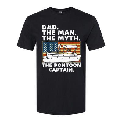 Dad Man Myth Pontoon Captain American Flag Boat Fathers Day Softstyle CVC T-Shirt