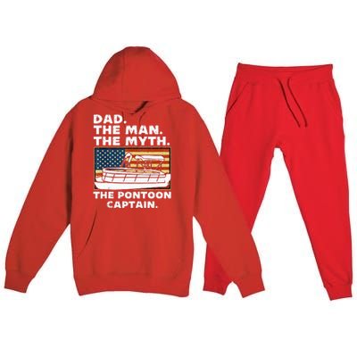 Dad Man Myth Pontoon Captain American Flag Boat Fathers Day Premium Hooded Sweatsuit Set