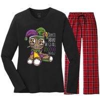 Dont Make Me Go All Voodoo Doll Mardi Gras Costume Women's Long Sleeve Flannel Pajama Set 