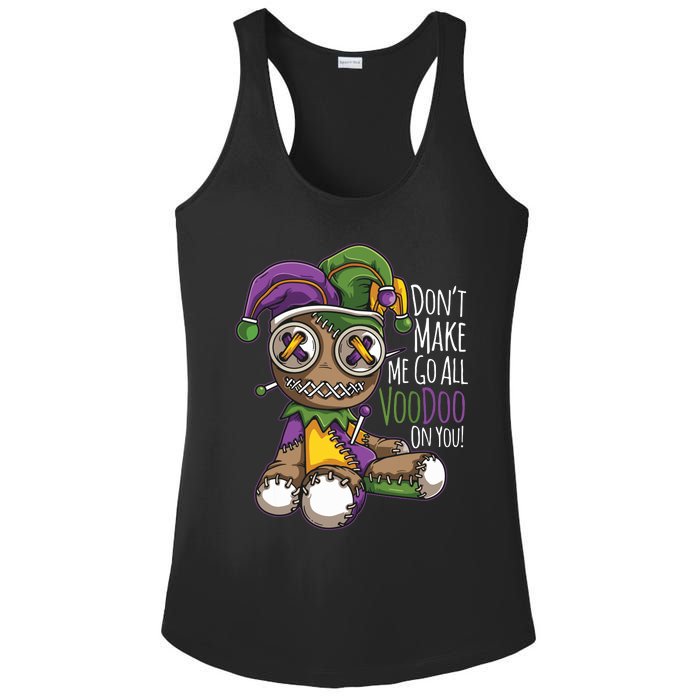 Dont Make Me Go All Voodoo Doll Mardi Gras Costume Ladies PosiCharge Competitor Racerback Tank