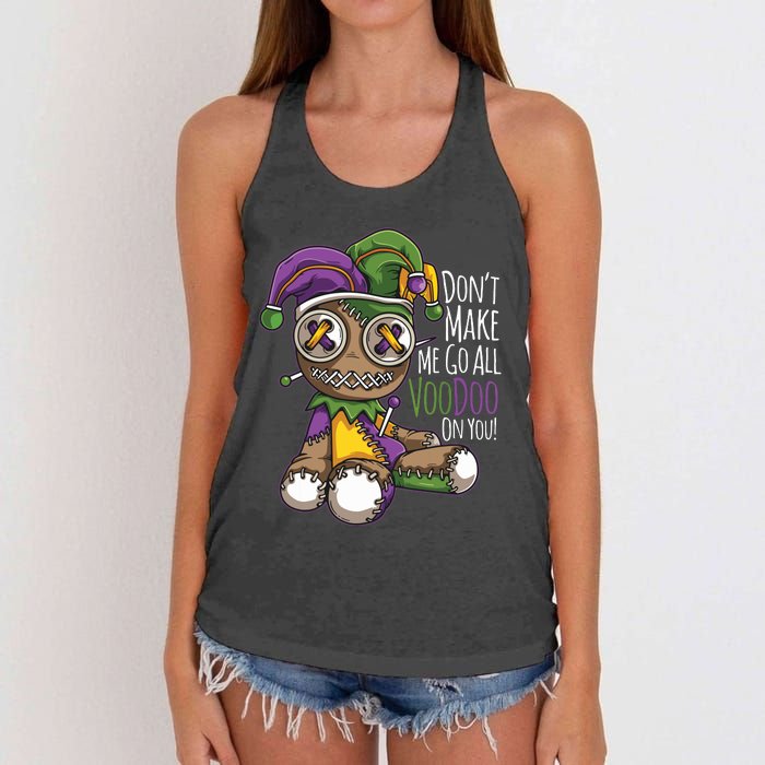 Dont Make Me Go All Voodoo Doll Mardi Gras Costume Women's Knotted Racerback Tank