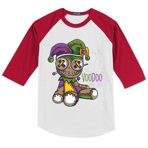 Dont Make Me Go All Voodoo Doll Mardi Gras Costume Kids Colorblock Raglan Jersey